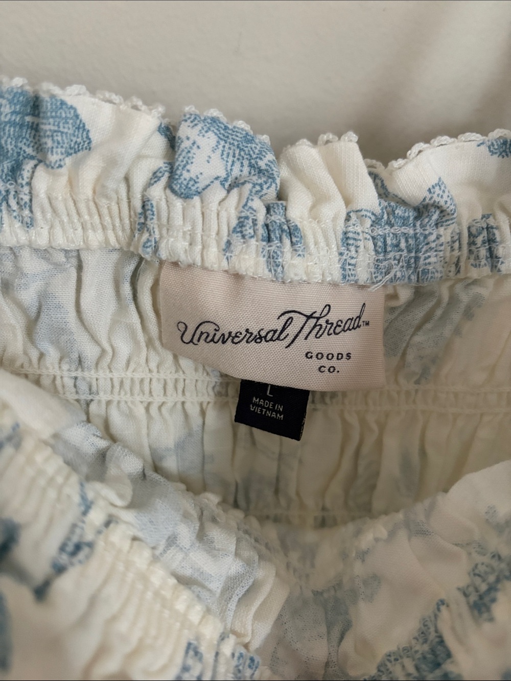 Blue & Cream Floral Smocked dress - Picture 3 of 7